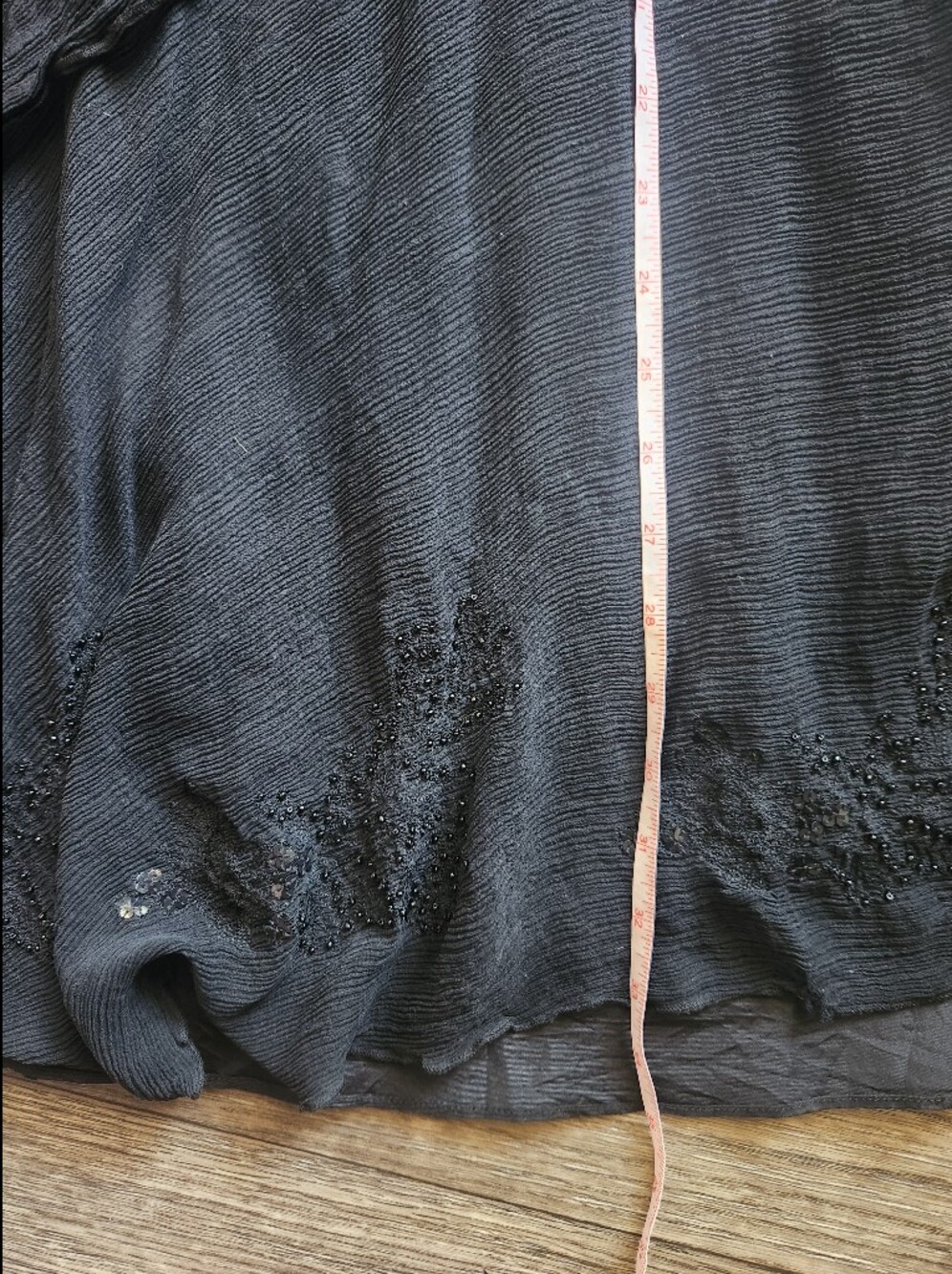 Vintage Y2K Newport News 100% Silk Ruffled Asymmetrical Midi Skirt Black M - Picture 6 of 7